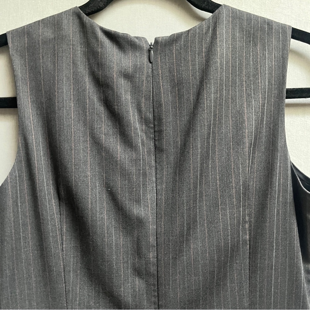Brooks Brothers 100% Wool Pinstriped Grey Pinstripe Midi Dress Sz 2 - Picture 3 of 11